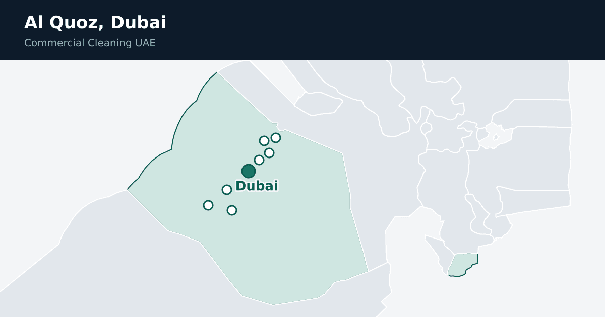 Al Quoz, Dubai, pinned on a map of the emirate