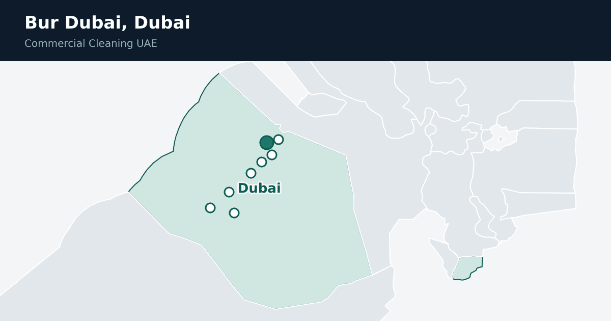 Bur Dubai, Dubai, pinned on a map of the emirate