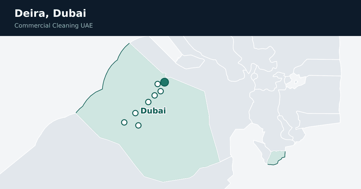 Deira, Dubai, pinned on a map of the emirate