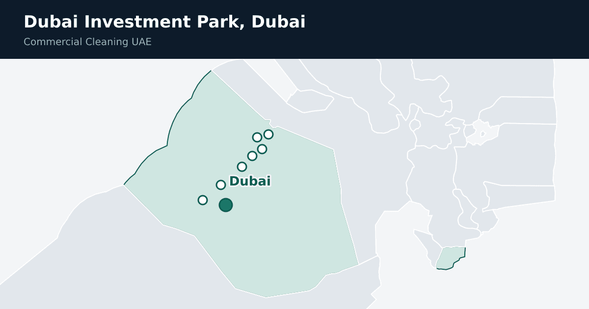 Dubai Investment Park, Dubai, pinned on a map of the emirate