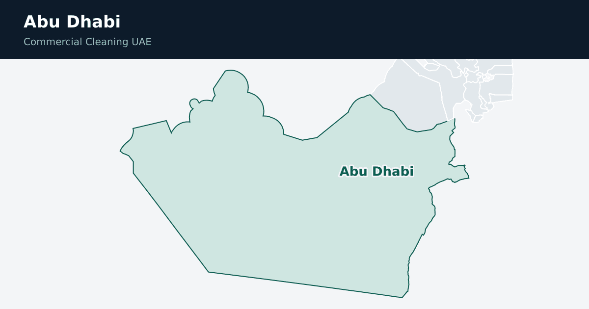 Abu Dhabi highlighted on a map of the United Arab Emirates